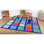 Covor mare 3x3 m pentru Copii cu patrate colorate Curcubeu Covor Multicolor Rainbow